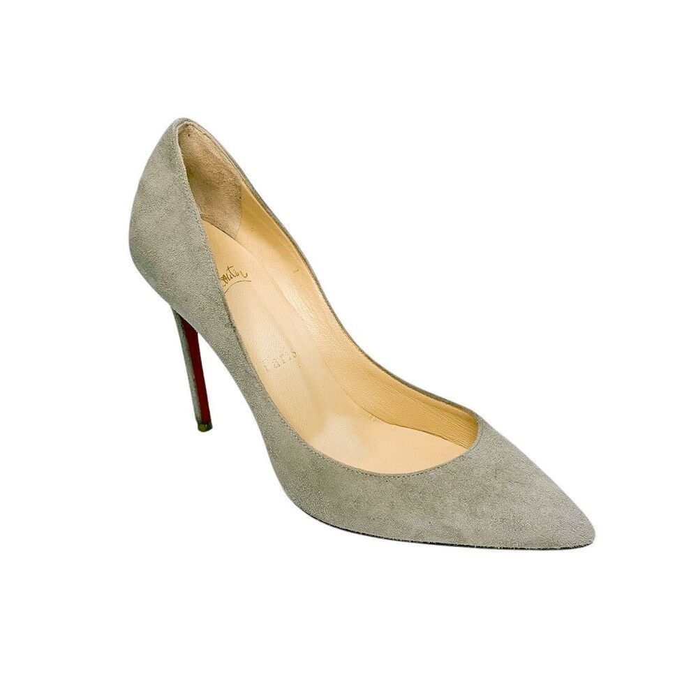 Christian Louboutin Pigalle Suede Cacha Pumps Size 37 Red Sole Grey High Heels